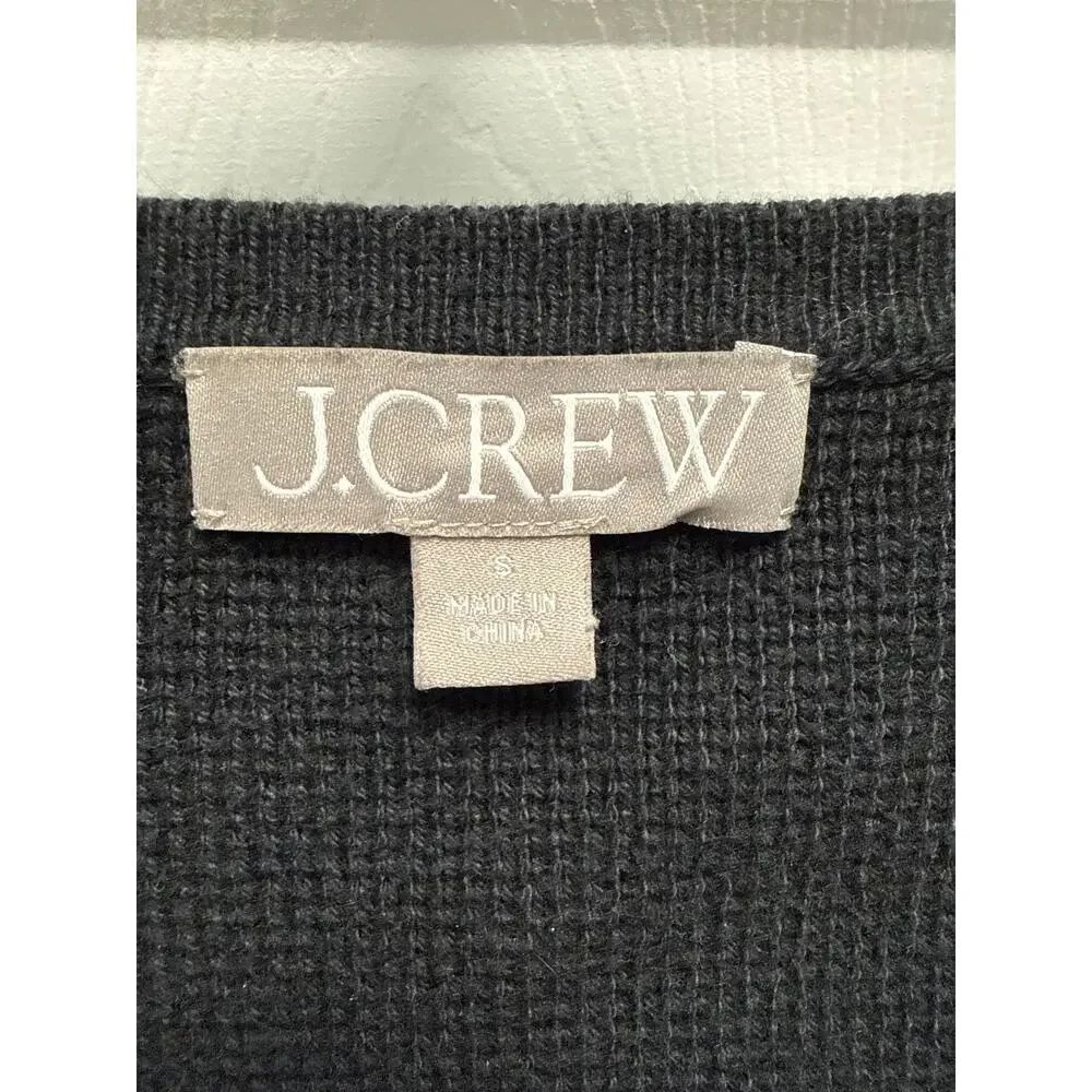 J. Crew Giselle Cotton V-Neck Sweater-Blazer Black Preppy Old Money Size Small